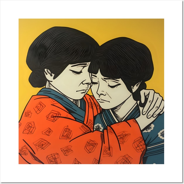 Two Asian Boys Hugging Wall Art by KOTYA